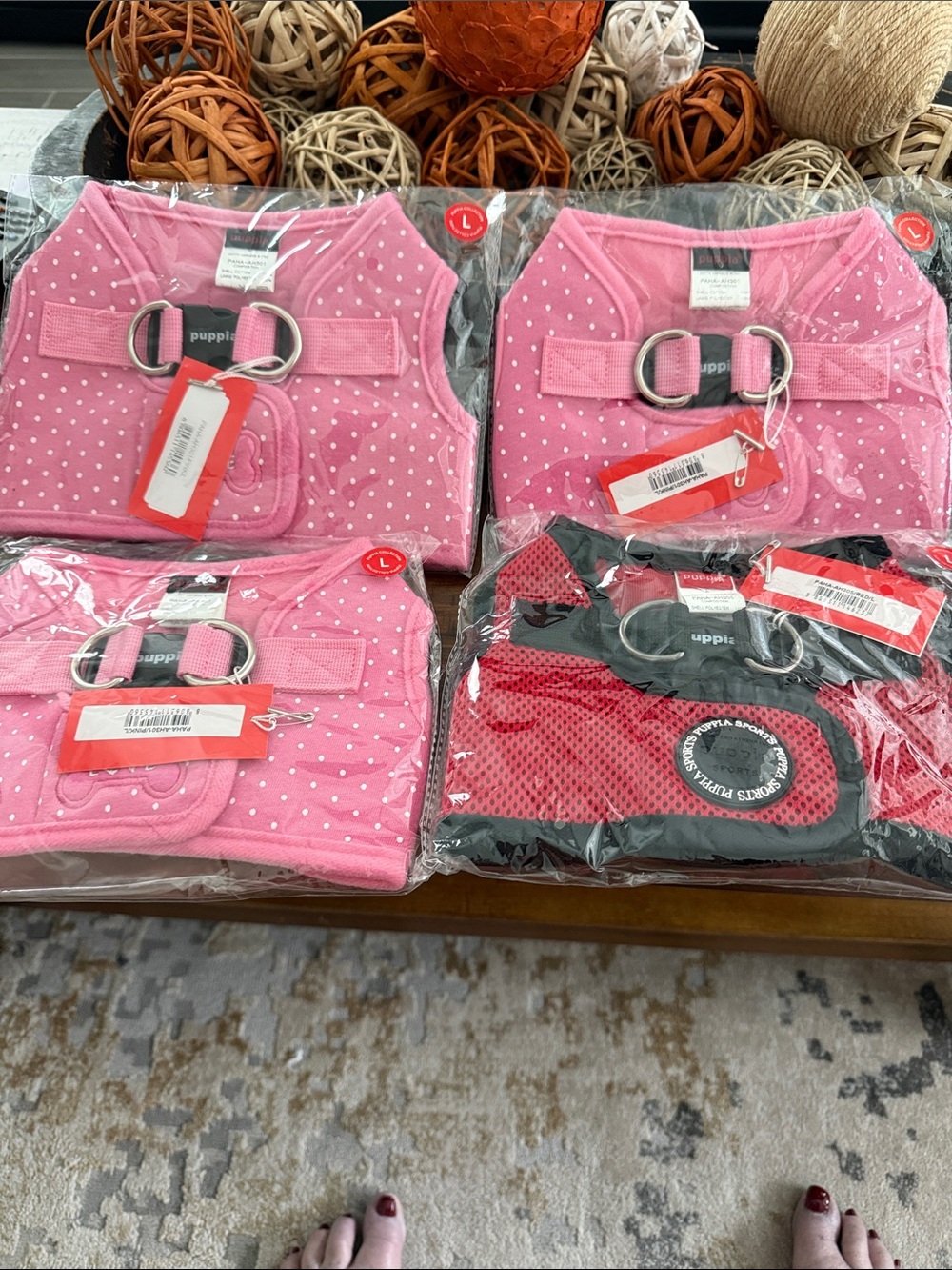 Puppia Pink Polka Dot Reflective Dog Harness Small Dogs L